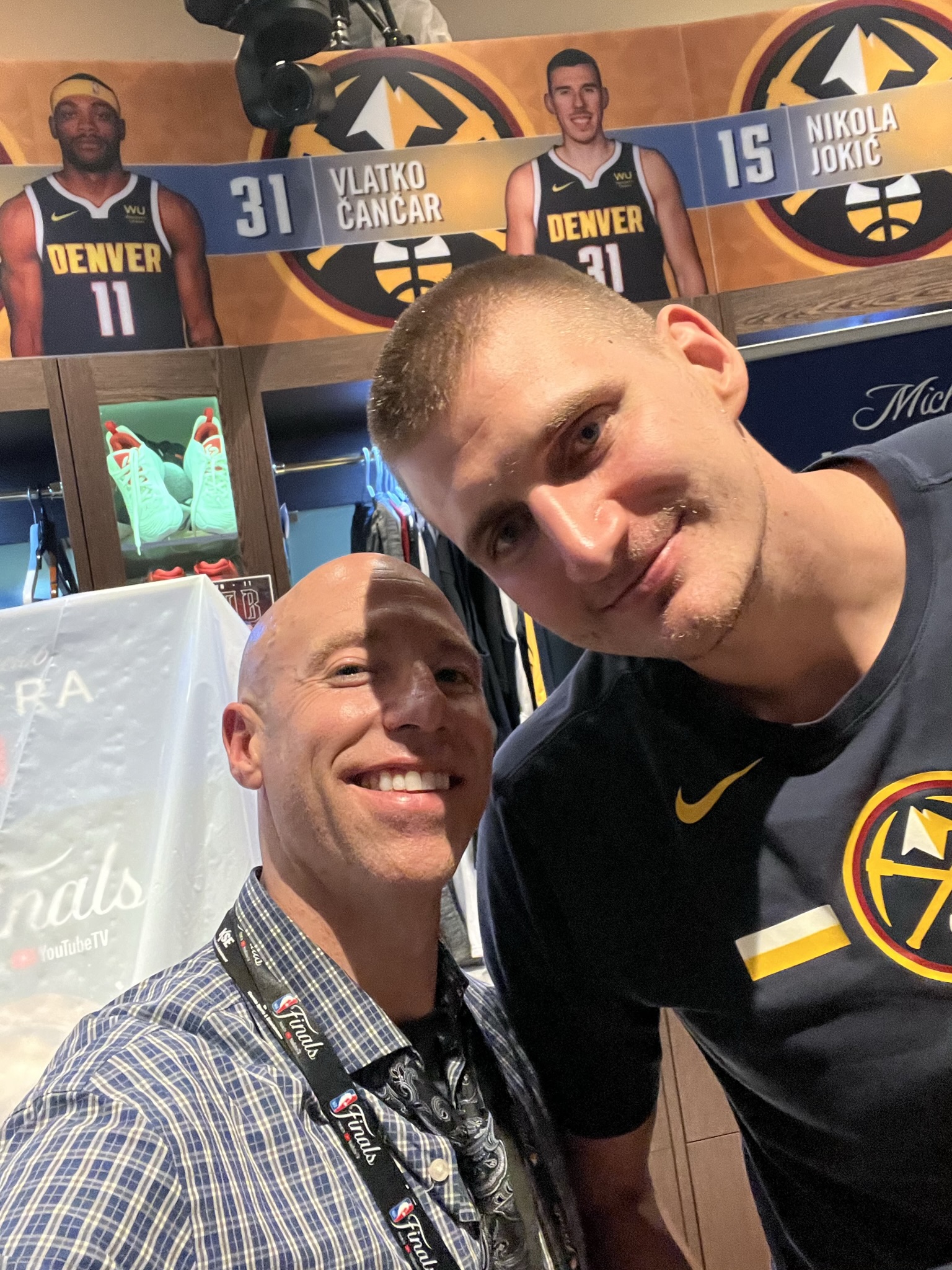 Jared Harding with Nikola Jokic